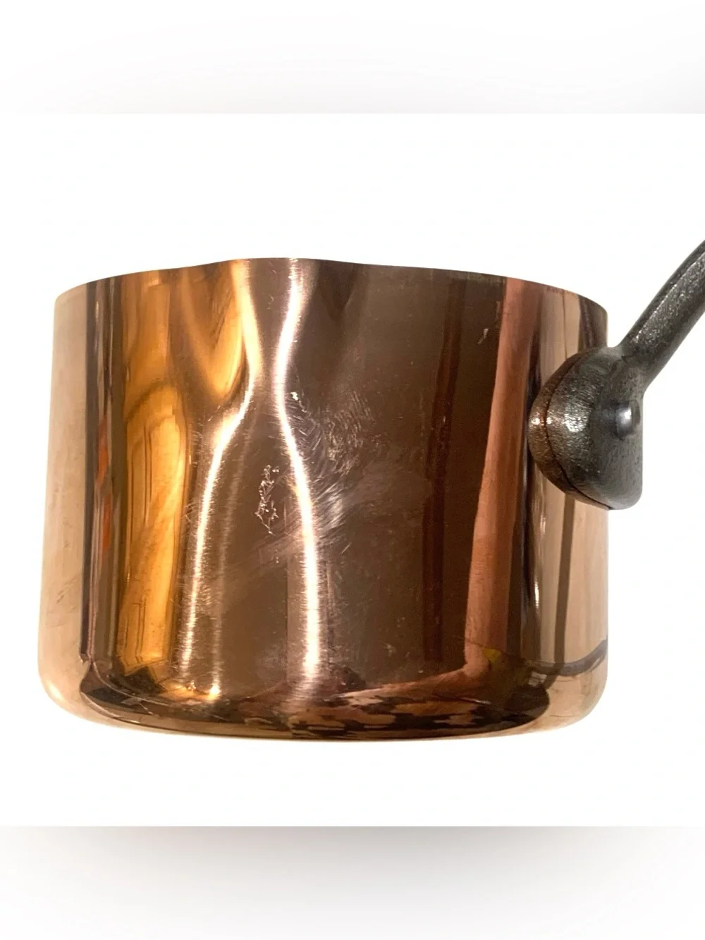 BAUMALU Tinned Copper Sauce Pot Pan Cast Iron Handle Handmade In France 3”x 4.5”